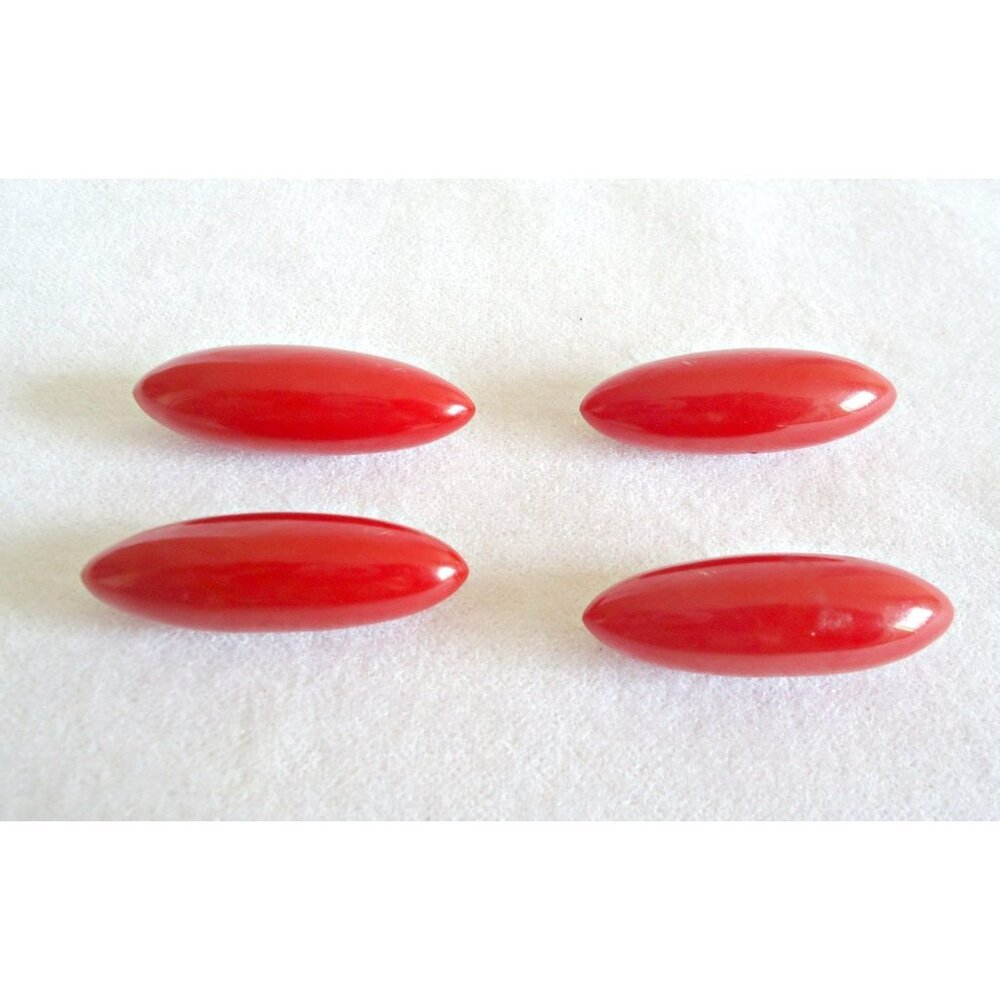 4 Vintage Red Bakelite Barrel Buttons Large Button
